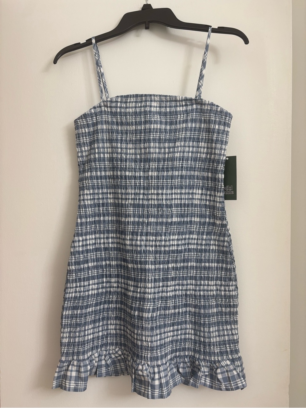 NWT Wild Fable M gingham smocked mini dress